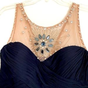 Beautiful Dress! Worn Once. All the bead work in place. Navy Blue.